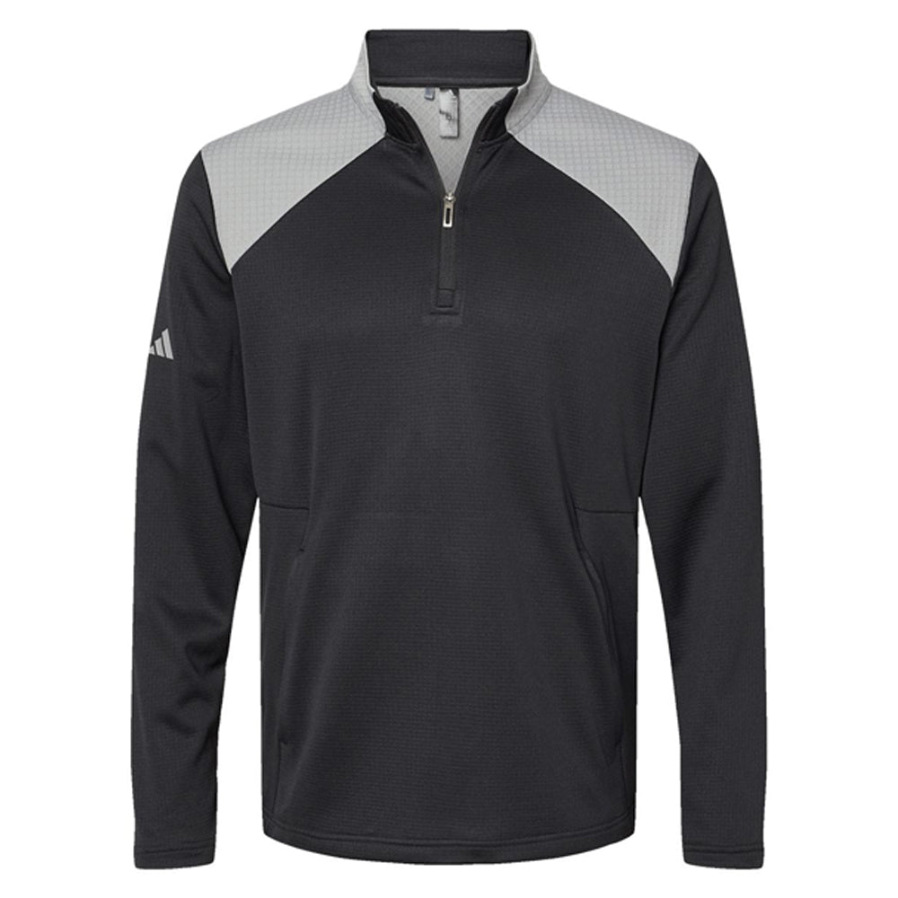 Adidas Textured Mixed Media Quarter-Zip Pullover